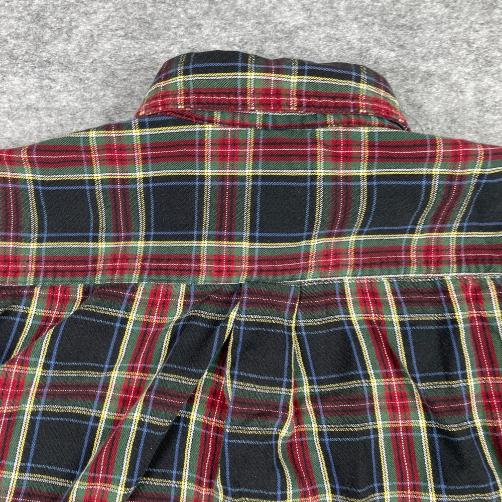 LL Bean Flannel Shirt Mens Medium Regular Red Green Scottish Plaid Button Down - Picture 7 of 9